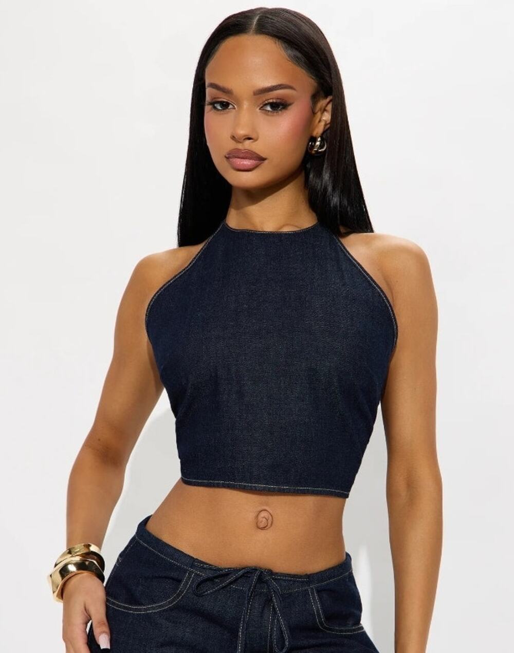 Revamped Denim Halter Top NWT Size Medium
